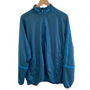NIKE Windbreaker Jacket XL Green Swoosh Full Zip Lightweight Golf